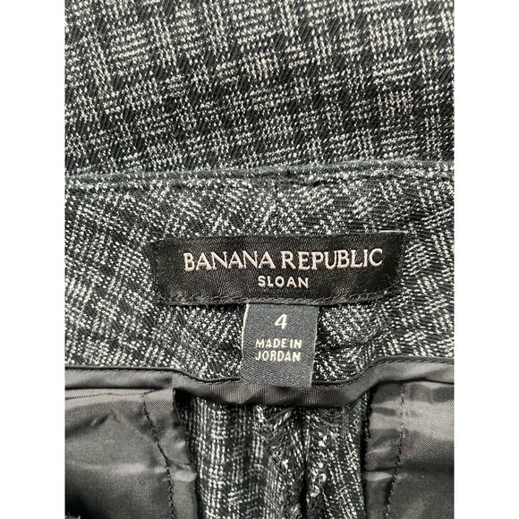 Banana Republic Sloan Stretch Crop Ankle Trouser Pant Black Gray Plaid Size 4 - Picture 3 of 5